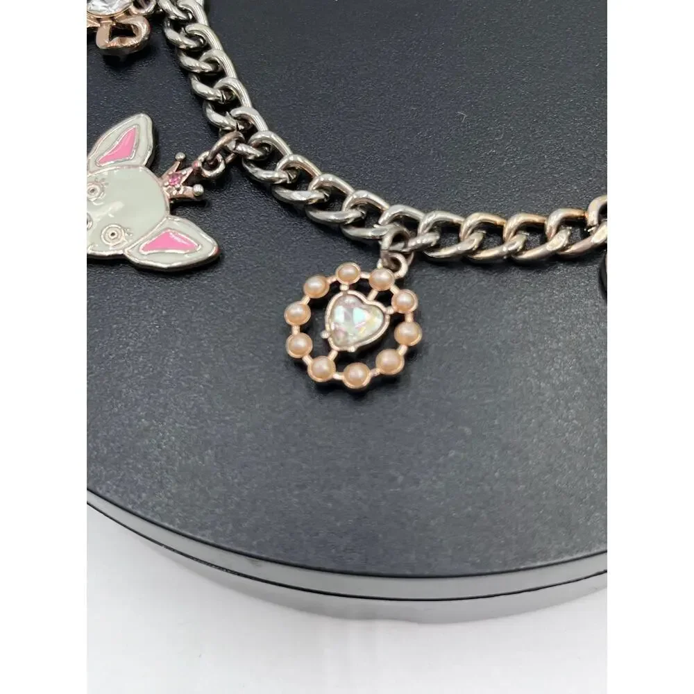 Betsey Johnson Love Me Chihuahua Dog Bone Heart Charm Bracelet Rare Rose Gold‎